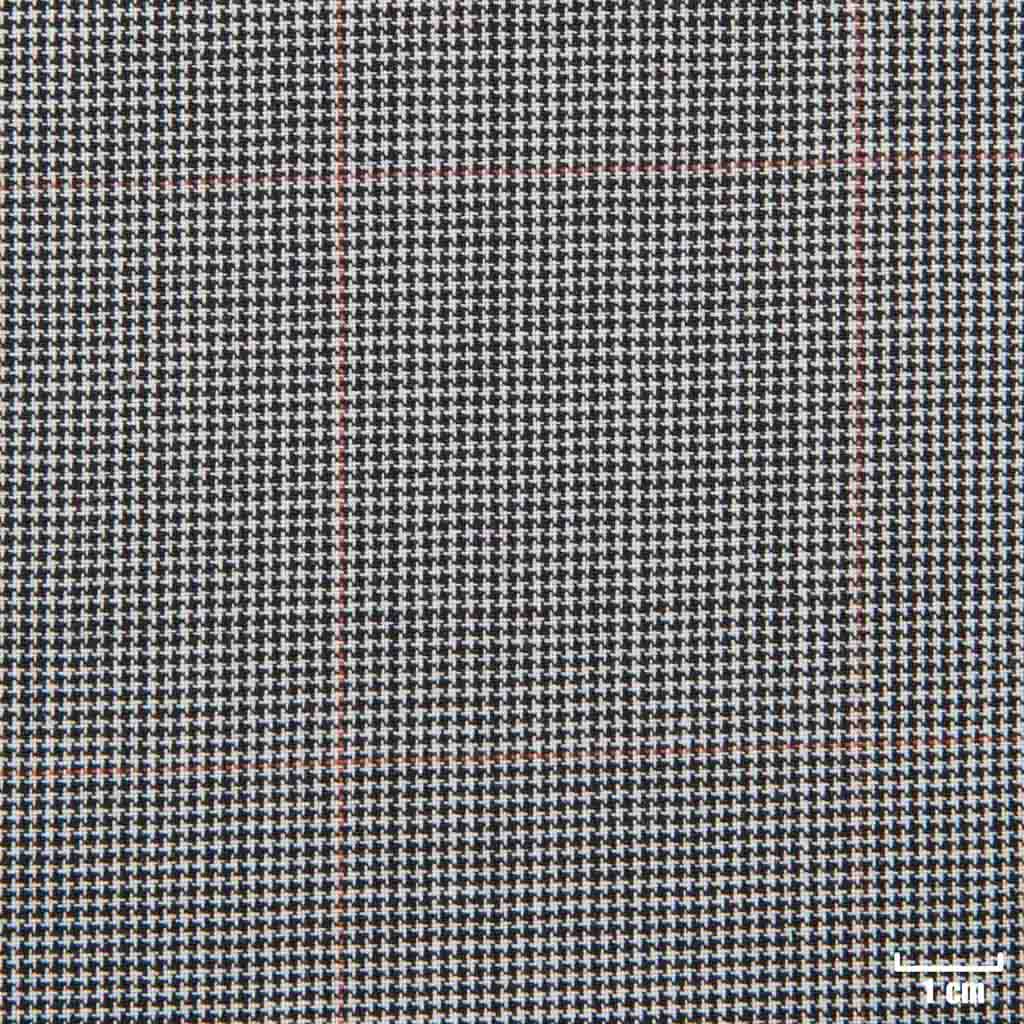 [61275] WHITE, BLACK HOUNDSTOOTH/ RED CHECKS