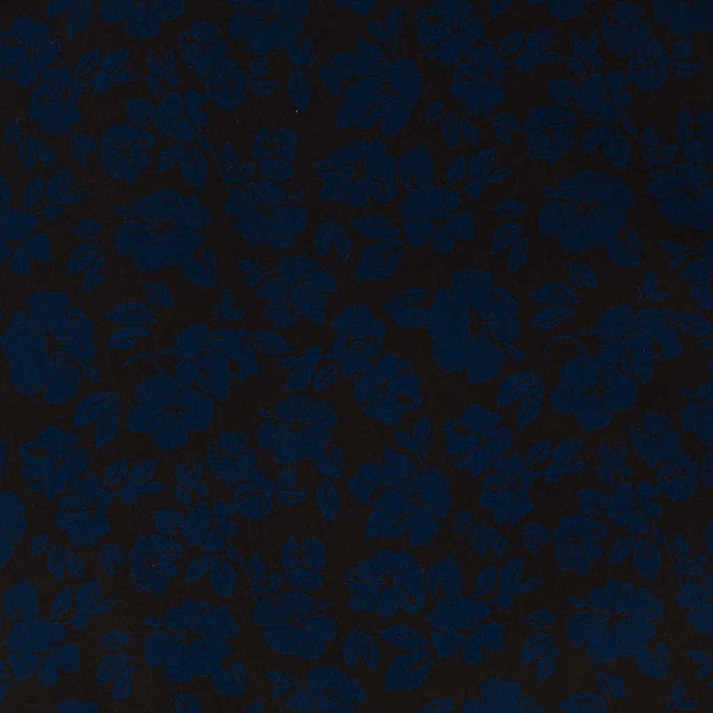 [660530] 黑底蓝色夏威夷花卉图案